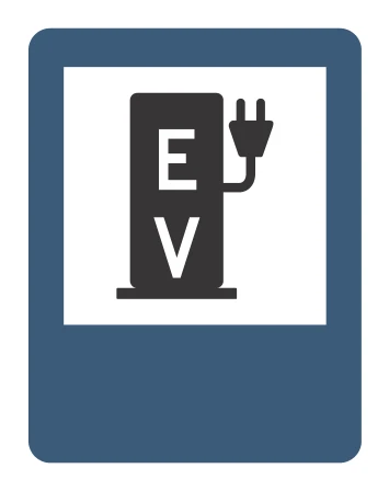 Señal de tránsito: ESTACIÓN DE CARGA DE VEHÍCULOS ELÉCTRICOS
