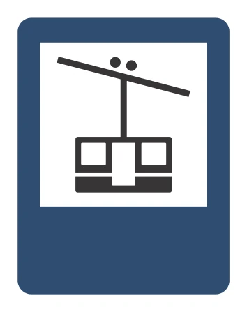 Señal de tránsito: TRANSPORTE POR CABLE