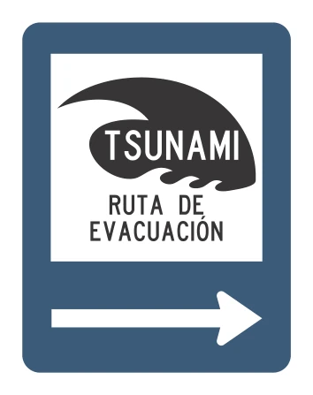 Señal de tránsito: TSUNAMI RUTA DE EVACUACIÓN