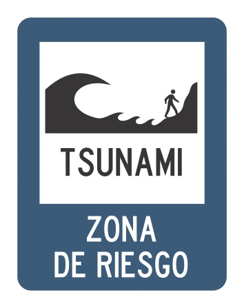 Señal de tránsito: ZONA DE RIESGO POR TSUNAMI