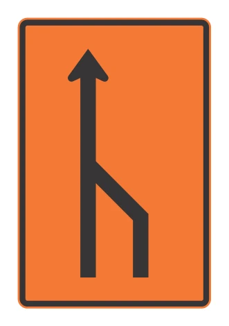 Señal de tránsito: Final o cierre de carril derecho en una
