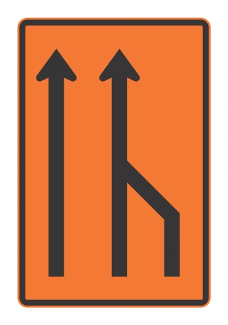 Señal de tránsito: Final o cierre de carril derecho en una