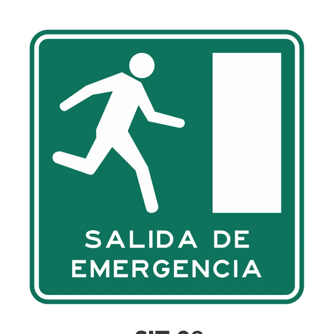 Señal de tránsito: SALIDA DE EMERGENCIA A LA DERECHA