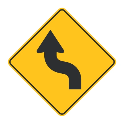 Señal de tránsito: CURVA Y CONTRA-CURVA PRONUNCIADA