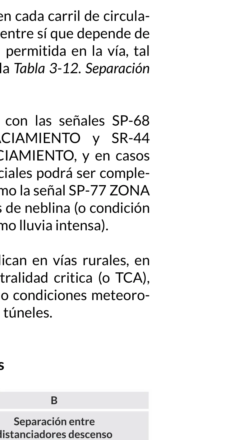 Señal de tránsito: CONSERVAR ESPACIAMIENTO