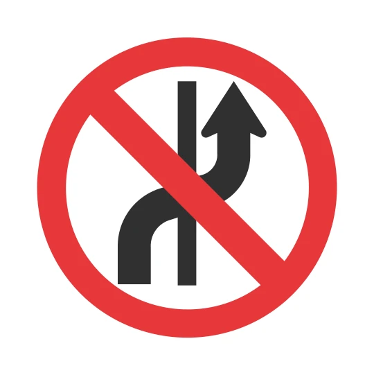 Señal de tránsito: Prohibido cambio de calzada