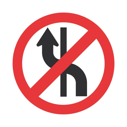 Señal de tránsito: Prohibido cambio de calzada
