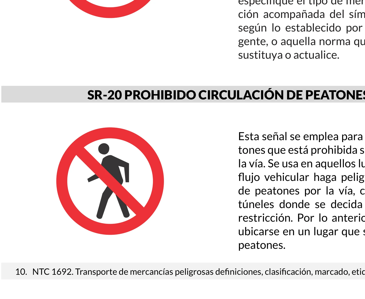 Señal de tránsito: Prohibida circulación de peatones