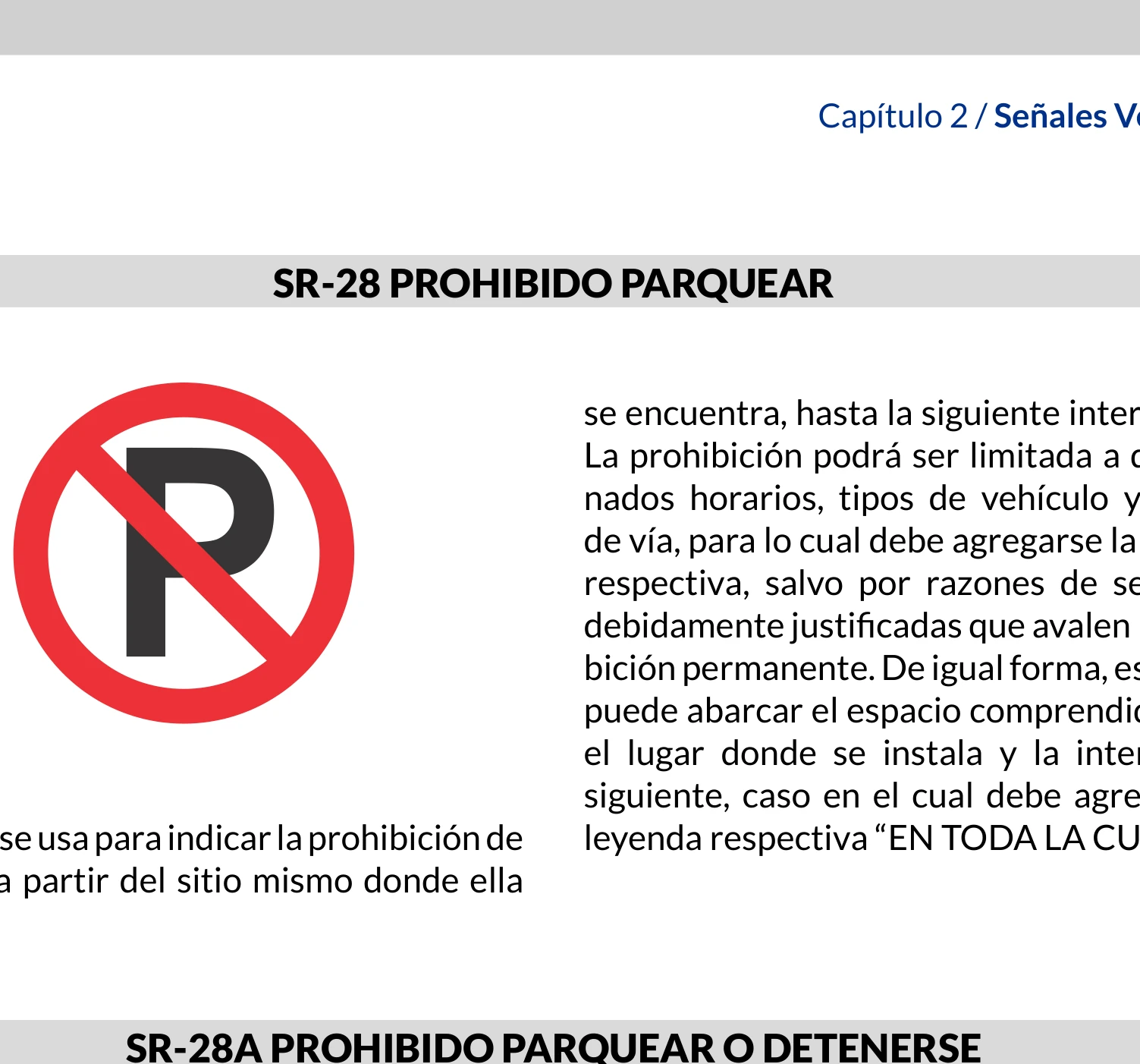 Señal de tránsito: Prohibido parquear