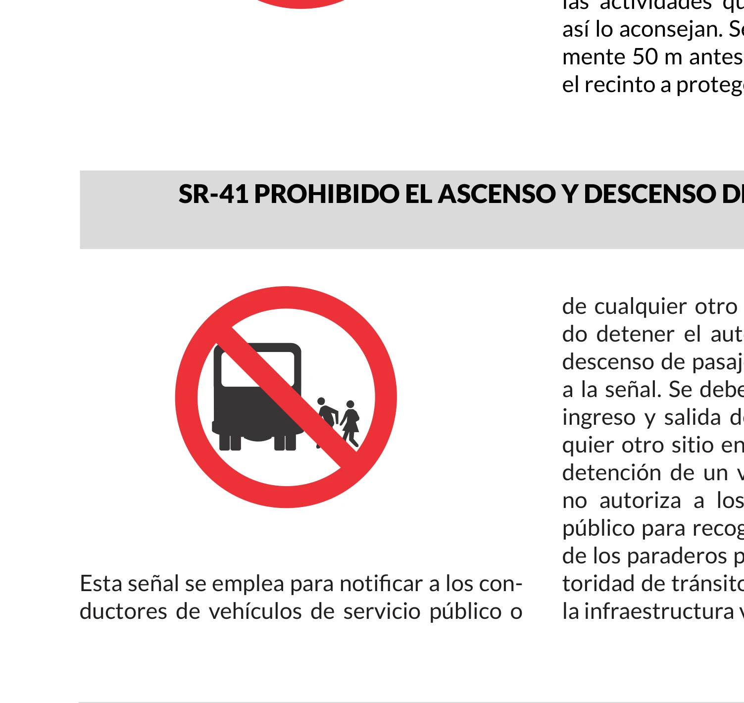 Señal de tránsito: Prohibido el ascenso y descenso de pasajeros