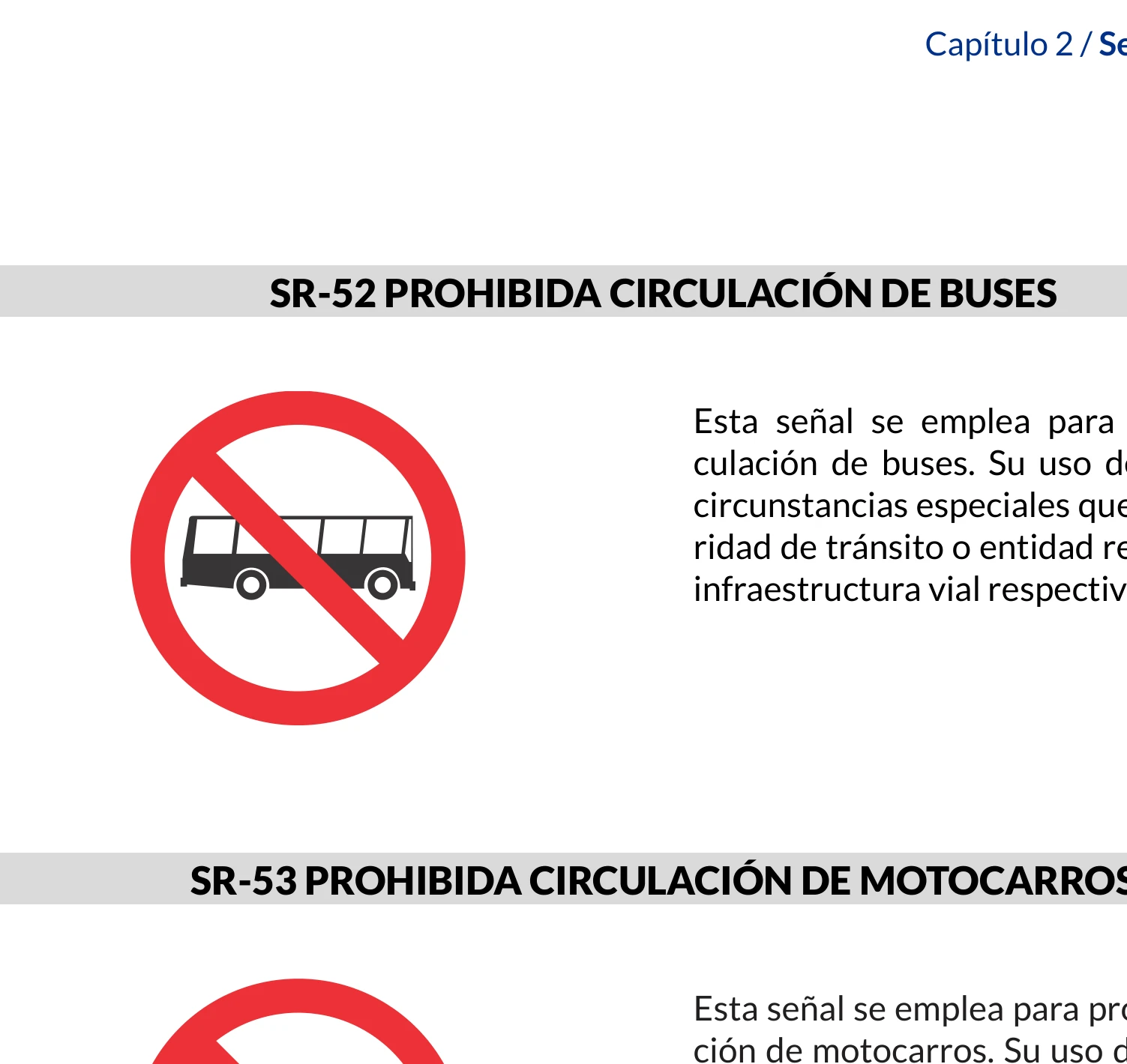 Señal de tránsito: Prohibida circulación de buses
