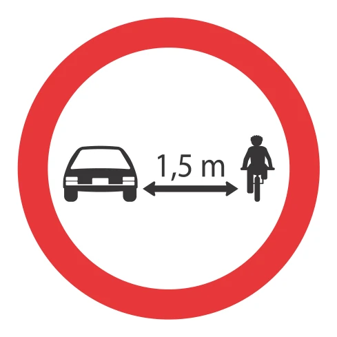 Señal de tránsito: Distancia lateral de seguridad con ciclistas